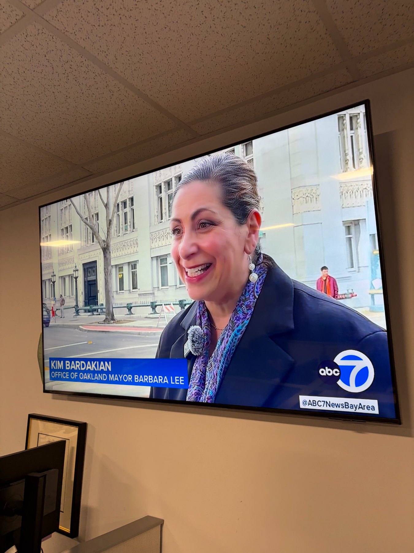 Kim Bardakian interviewed on ABC7 News for the Office of Oakland Mayor Barbara Lee