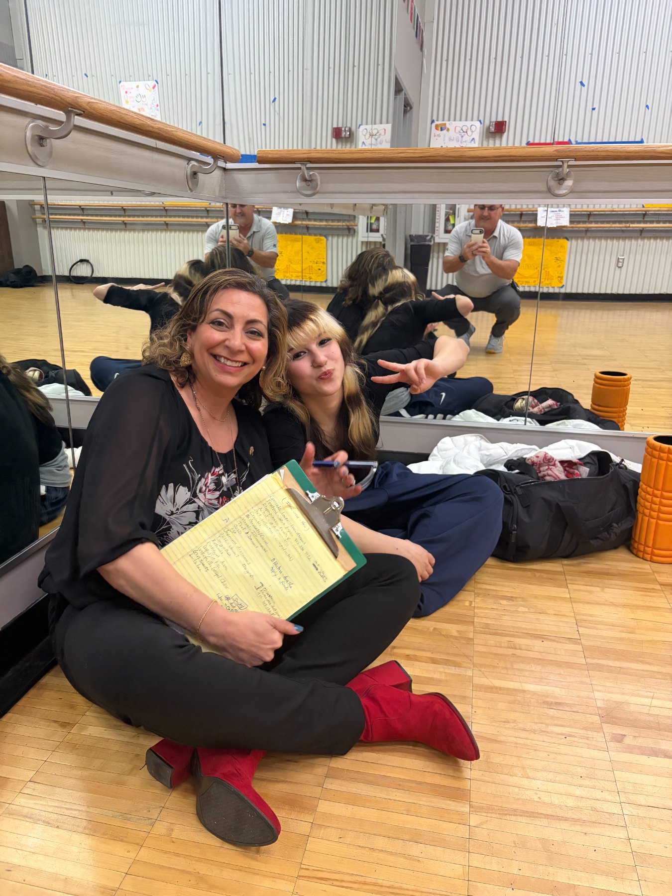 Kim Bardakian with Alysa Liu backstage at the hometown celebration rehearsal