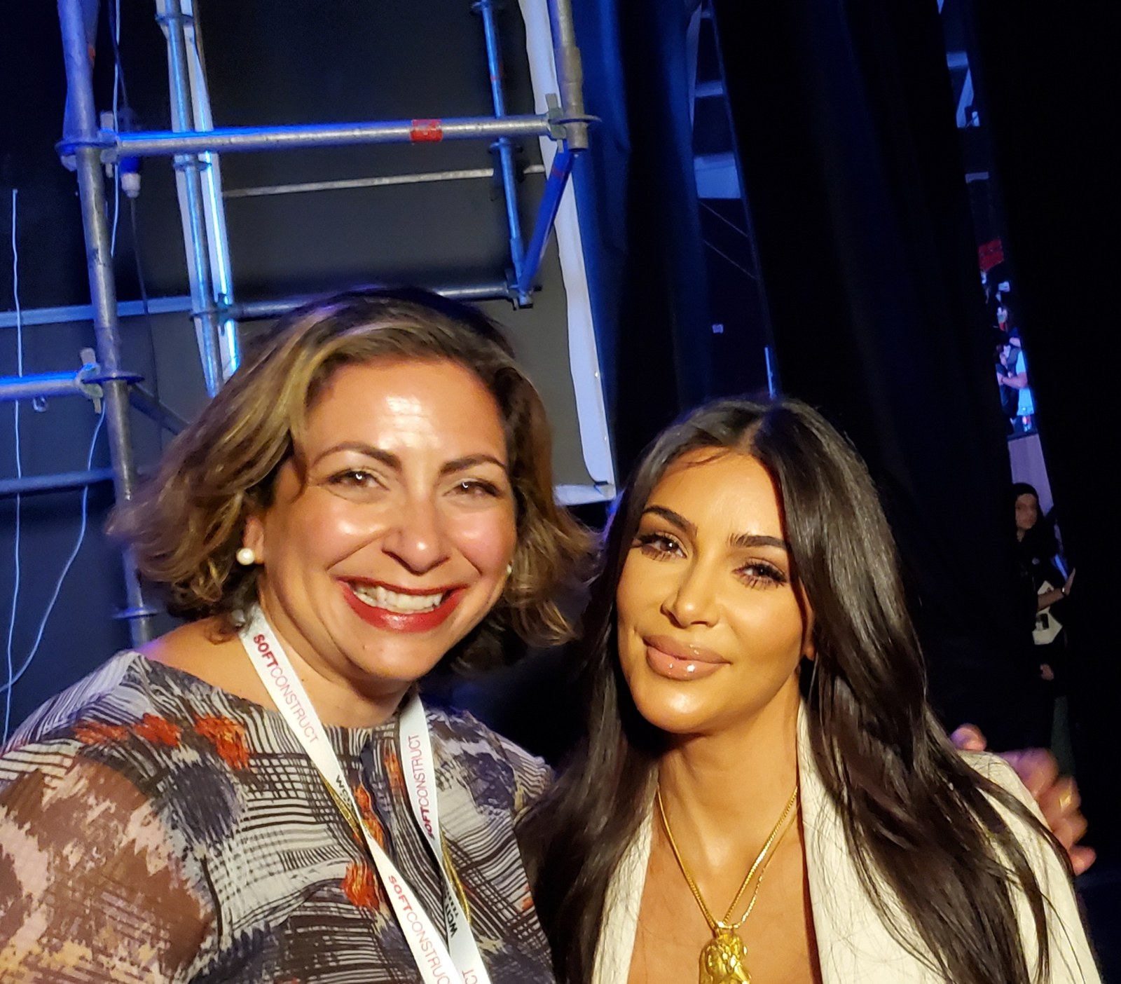 Kim Bardakian backstage at a global technology summit